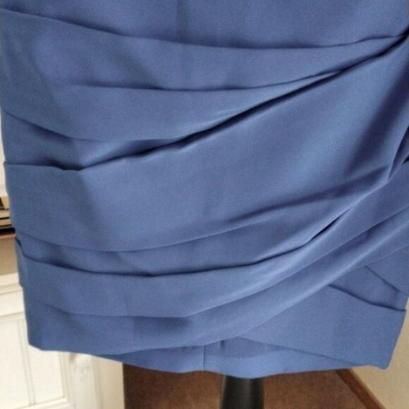 BCBG Maxazria Blue Tucked Strapless Dress - Picture 5 of 14